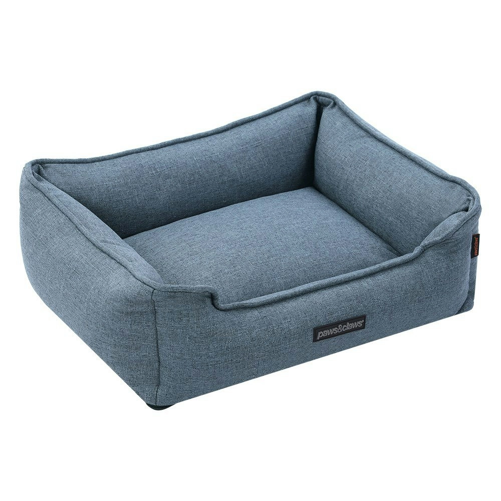 Paws & Claws 60x50cm Pia Walled Pet Bed Rectangle w/ Non-Slip Base Medium Denim