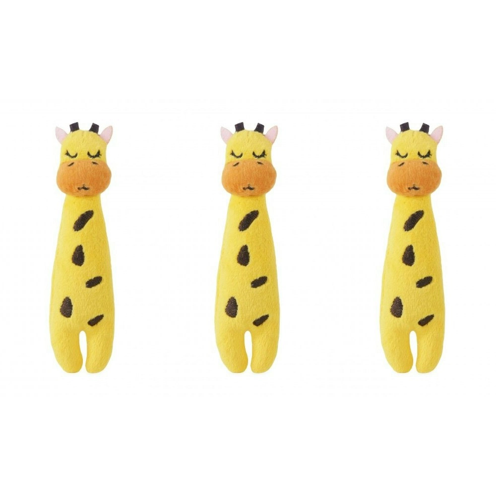 3x Rosewood Eco Friendly Pet/Cat Giraffe Plush Grab Interactive Play Toy Yellow