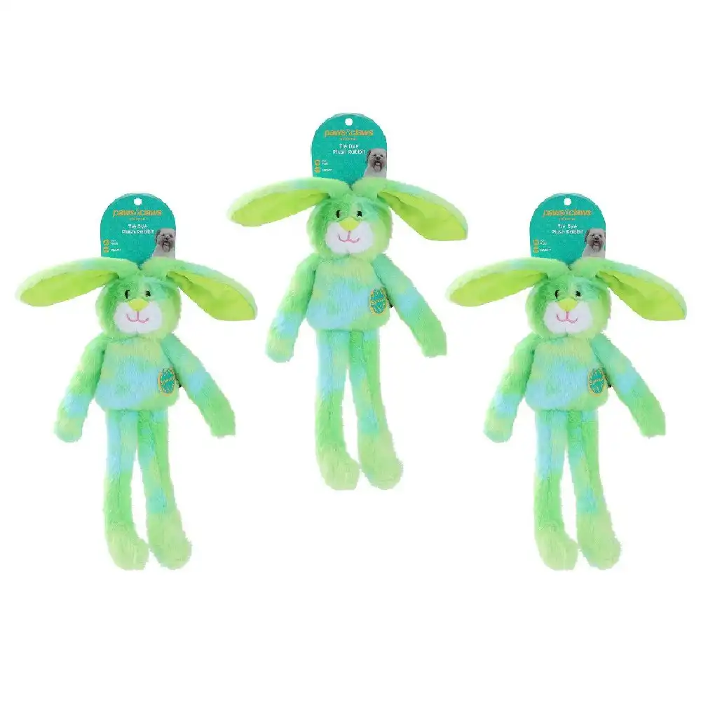 3x Paws & Claws 55cm Tie Dye Plush Rabbit Dog Fun Play Toy w/ Squeaker Assorted