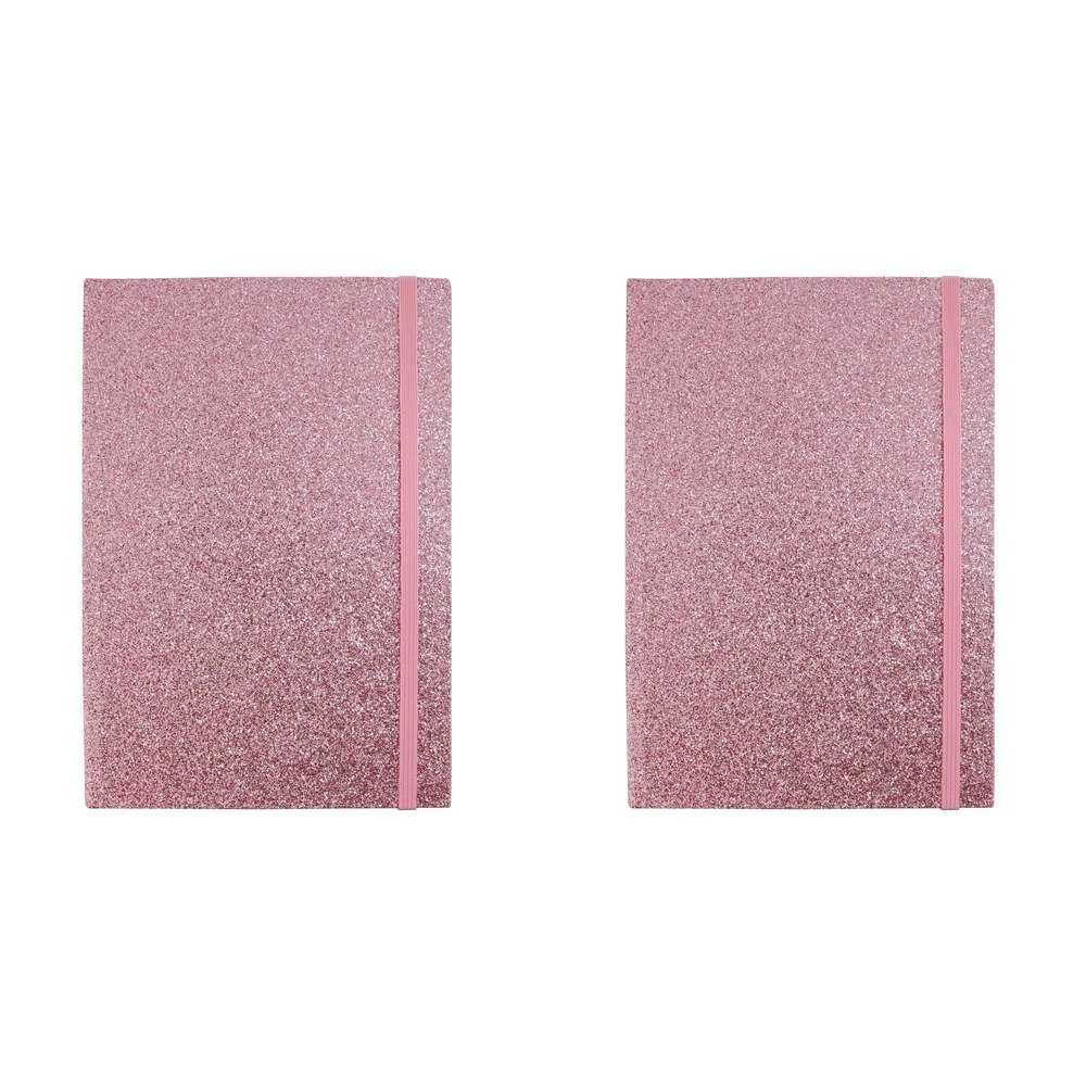 2x LVD 21cm Notebook A5 Journal/Note Writing Stationery 80 Pages Glitter Rose