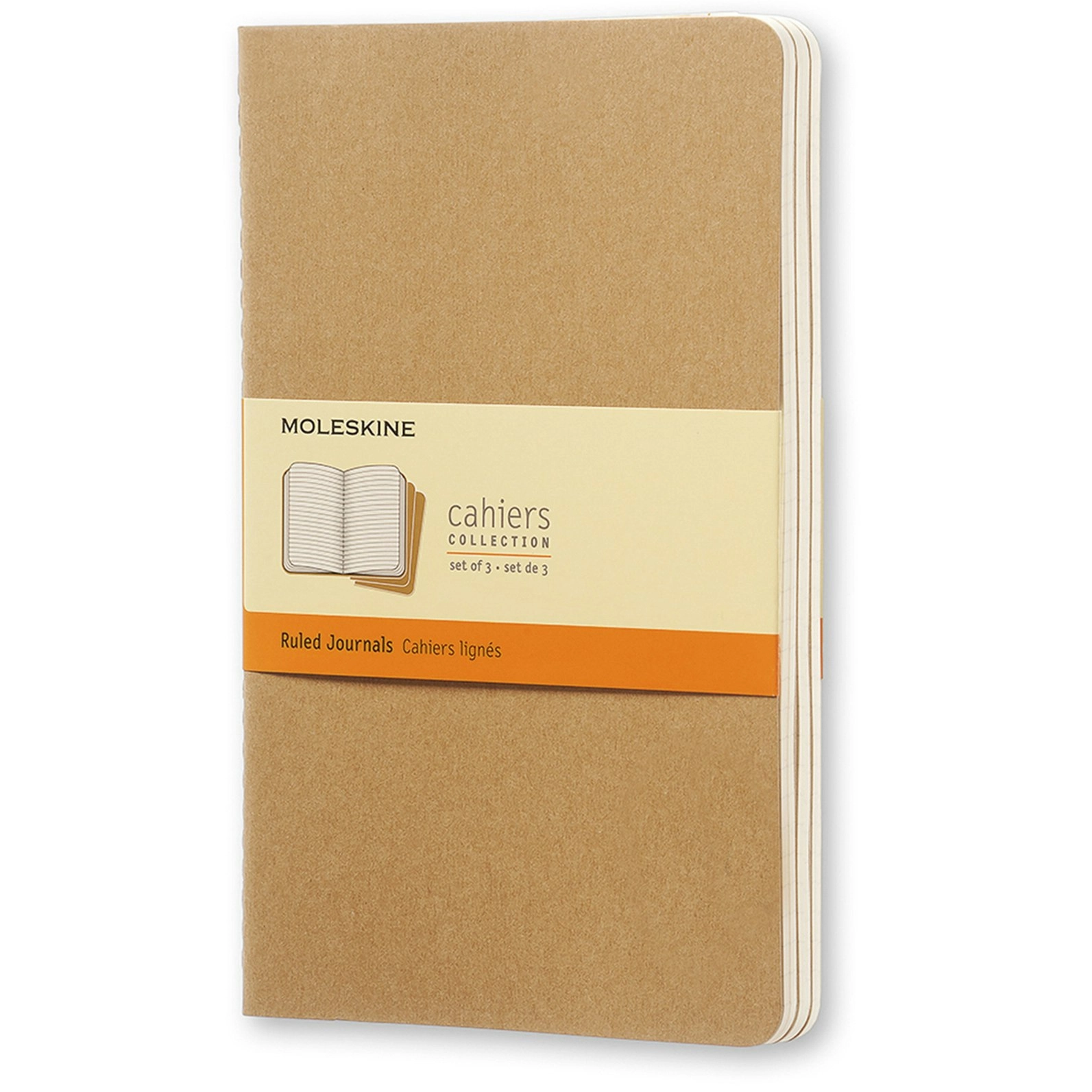 3pc Moleskine 80 Pages Ruled Pocket Cahier Notebook L Student Journal Pad Kraft