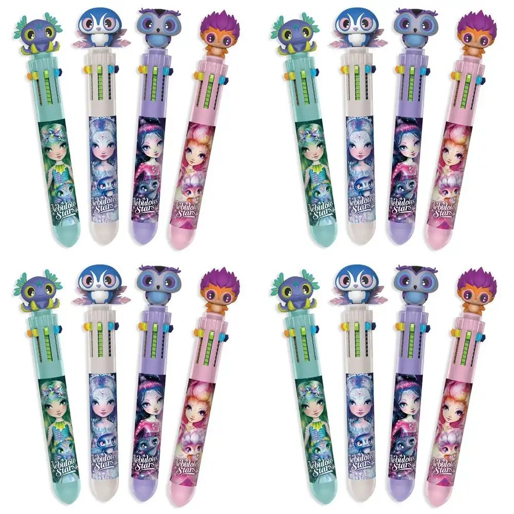 4PK Nebulous Stars 10-Colour Ballpoint Pen Kids School Writing Stationery Assort