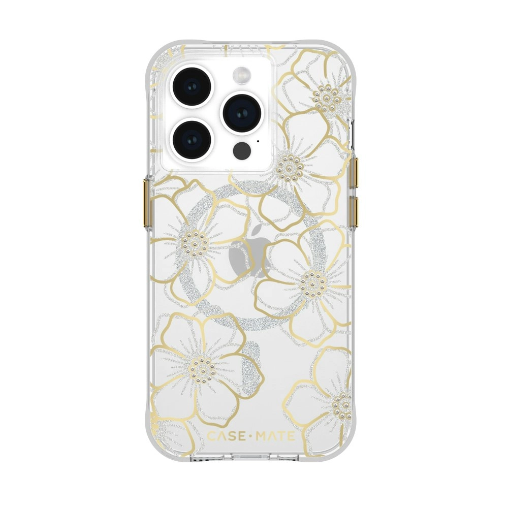 Case-Mate Floral Gems MagSafe Case Phone Cover For Apple iPhone 15 Pro Gold