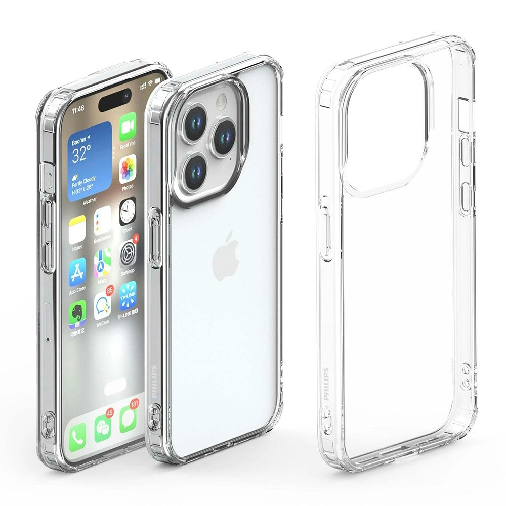 Philips Bumper Back Case Drop Protection Cover For Apple iPhone 15 Pro Max Clear