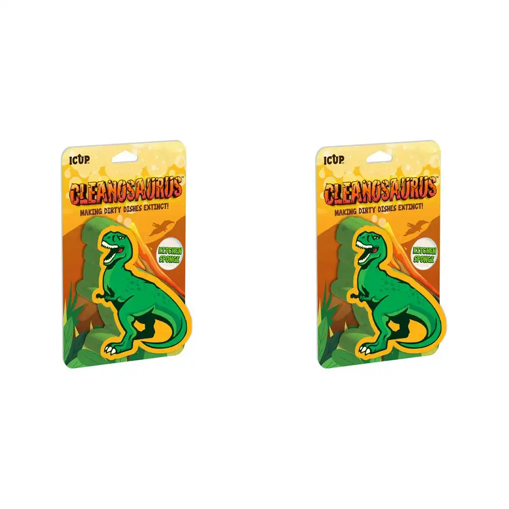 2PK iCUP Inc Cleanosaurus 11cm Kitchen Dishwashing Sponge/Foam Scrub Cleaner GRN