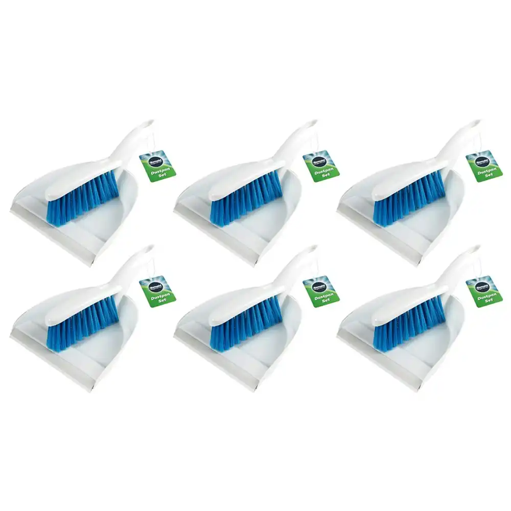 6x kemasi Multipurpose Durable Dust Pan & Brush Set Bathroom Kitchen Cleaning