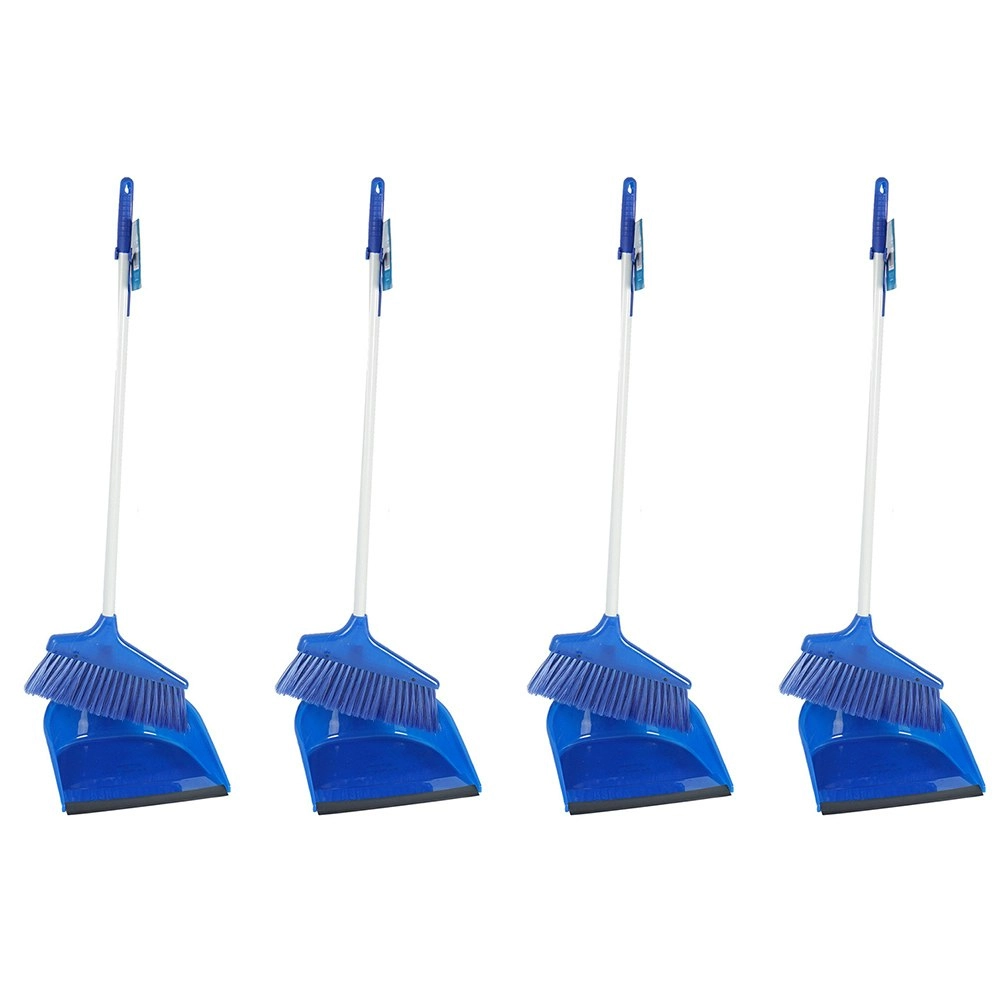 4x kemasi Multipurpose Broom & Dustpan Home Bathroom Kitchen Room Cleaning