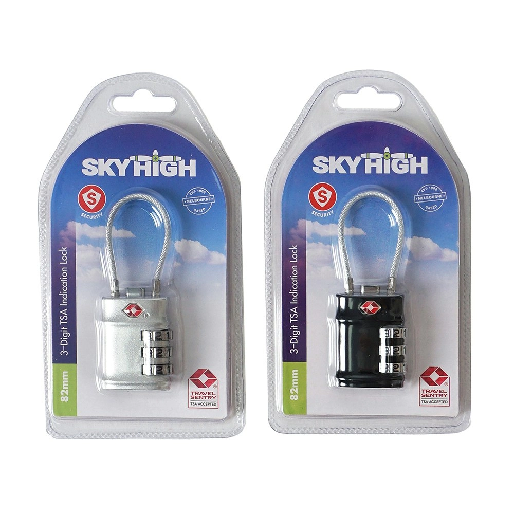 2x Sky High TSA Travel Padlock With Combination Mechanism Assorted Colours