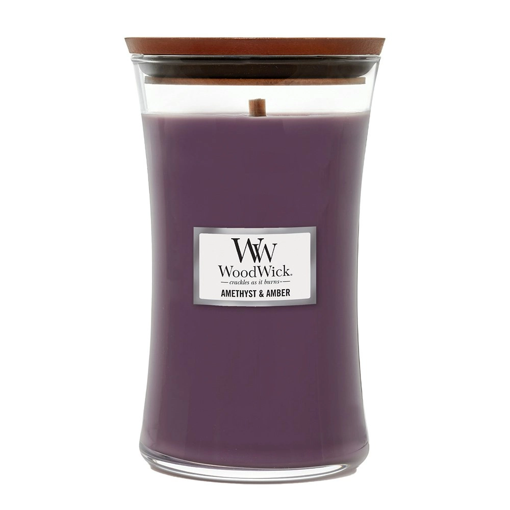 WoodWick 609g Scented Fragrance Soy Wax Candle Amethyst & Amber Large Purple