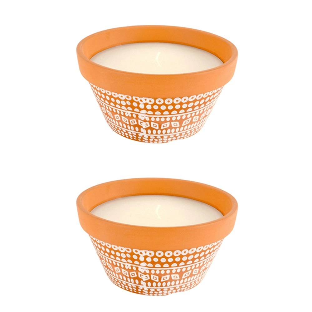 2x Dragonfly Terracotta Pot Sandalwood Citronella 15cm Wax Candle Home Fragrance