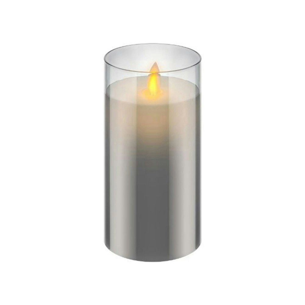 Goobay Battery-Operated 7.5x15cm LED Wax Candle in Glass Home/Room Decor Grey