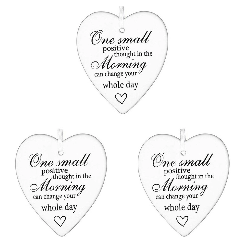 3x Ceramic Hanging 9cm Heart Positive Smile w/ Hanger Ornament Home/Office Decor