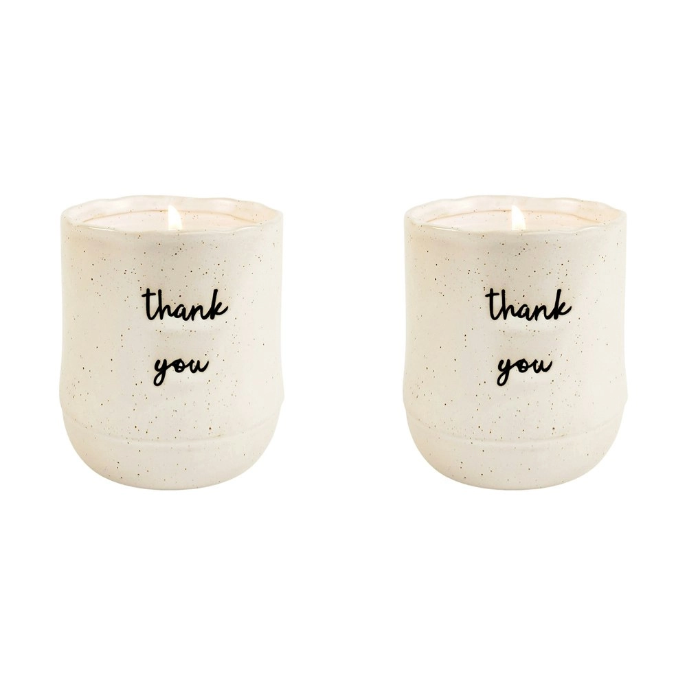 2x Urban Positivity Quote 9cm Vanilla Scented Wax Candle Thank You Home Decor