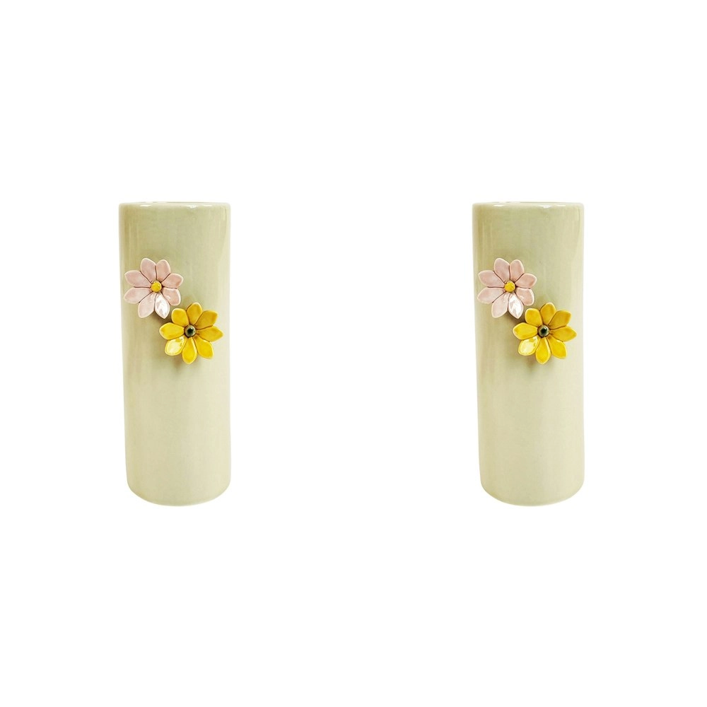 2x Urban Daphne 19cm Ceramic Flower Vase Home/Office Decor Table Display Pot GRN