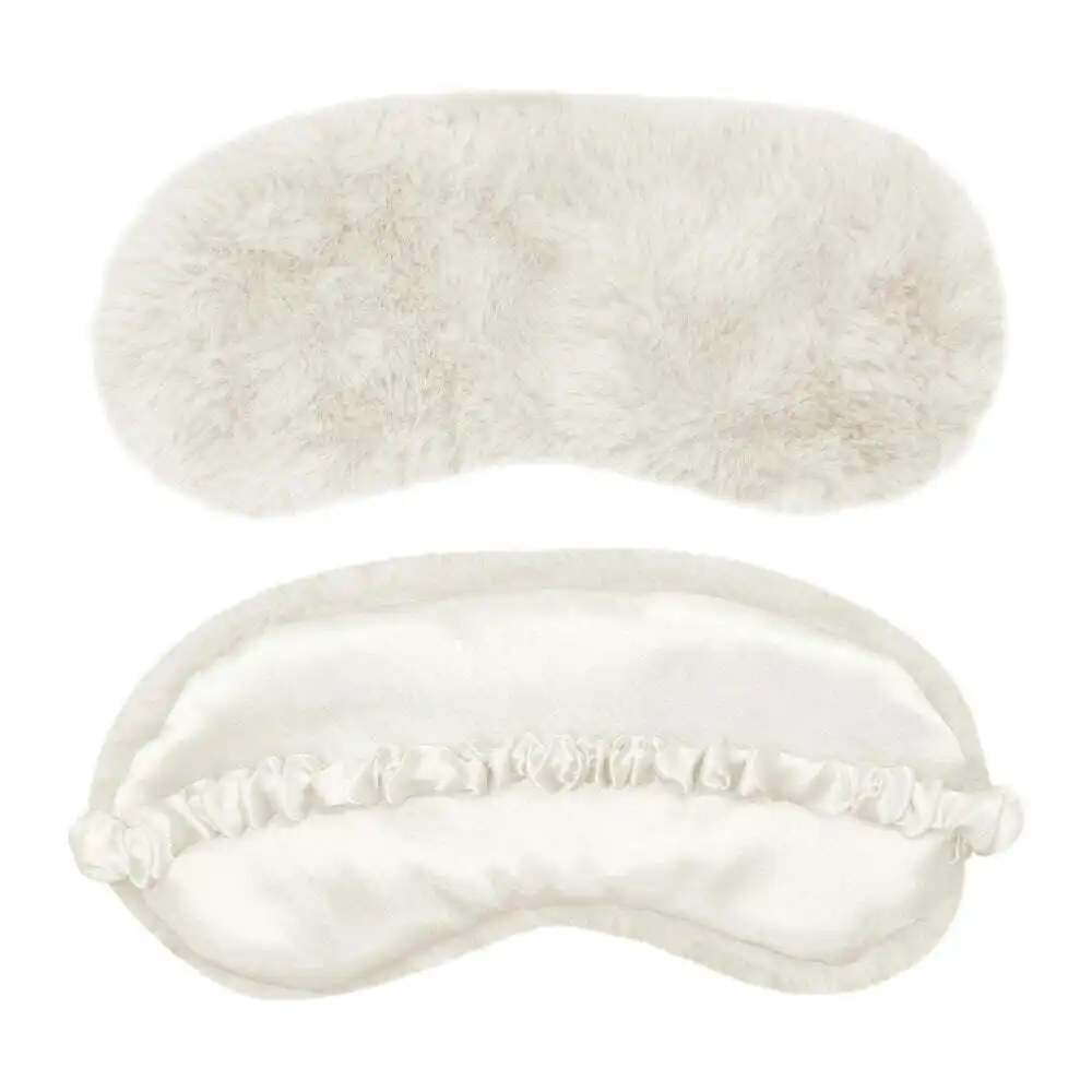 2x J. Elliot Home Layla Faux Fur Eye Mask Sleeping Face Cover 20x10cm Ivory