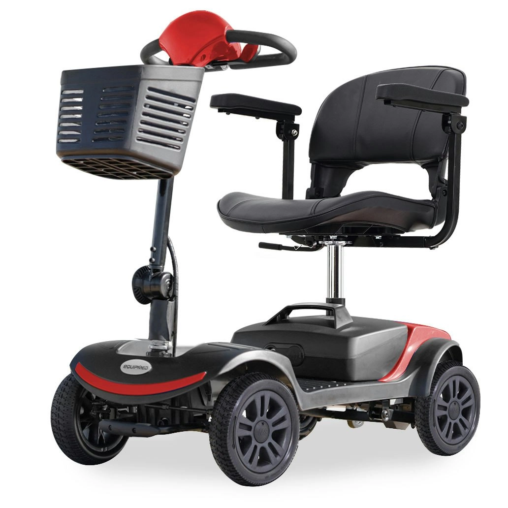 Equipmed Electric Mobility Scooter Portable Folding for Elderly Older Adult, SmartRider Black & Red