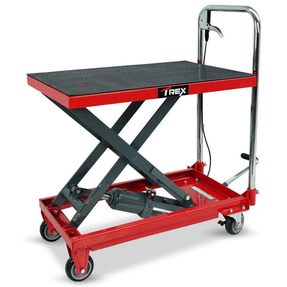 T-Rex 230KG Hydraulic Scissor Lift Platform Trolley, Non-Skid Rubber Platform Pad, for Material Handling