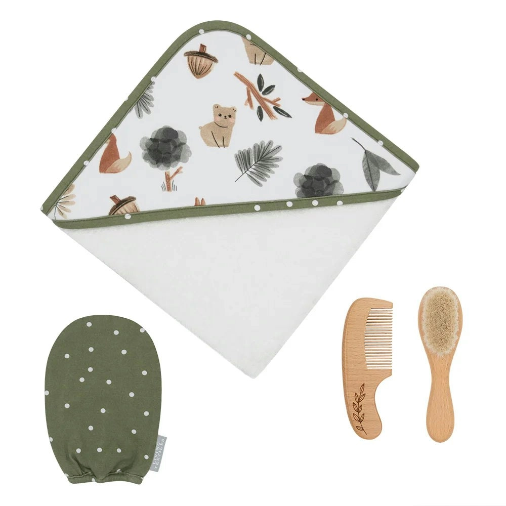 Living Textiles | 4-Piece Baby Bath Gift Set - Forest Retreat