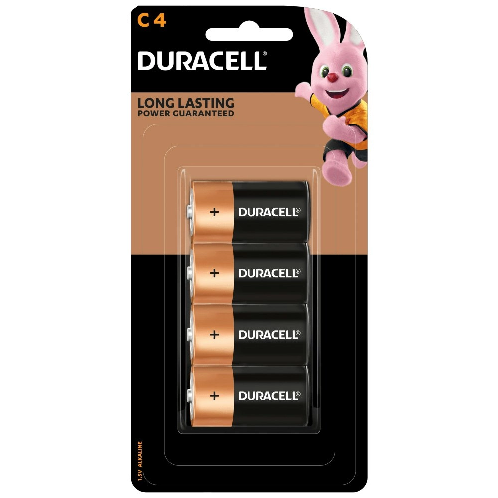 4pc Duracell Coppertop C Size Alkaline Battery Pack Single Use Batteries