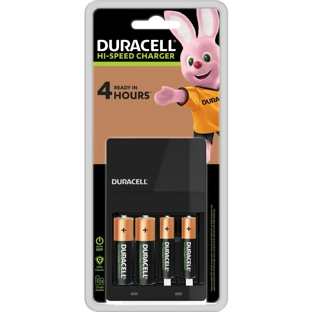 Duracell Hi-Speed NiMH 4 Slot Battery Charger For AA/AAA Rechargeable Batteries