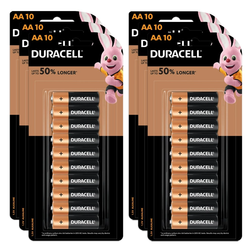 6x 10pc Duracell Coppertop AA Size Alkaline Battery Single Use Batteries