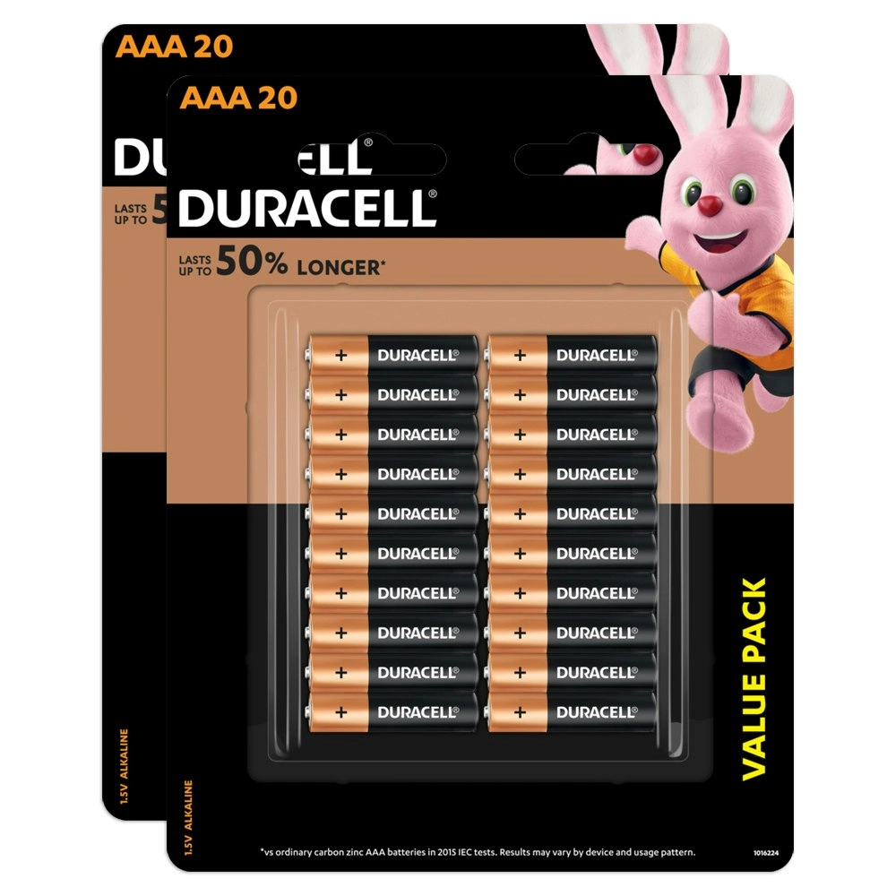 2x 20pc Duracell Coppertop AAA Size Alkaline Battery Single Use Batteries