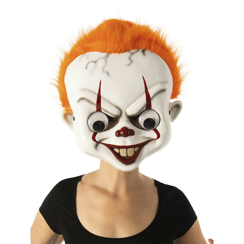 Stephen King It Pennywise Horror Clown Googly Eyes Mask Halloween Mens Costume