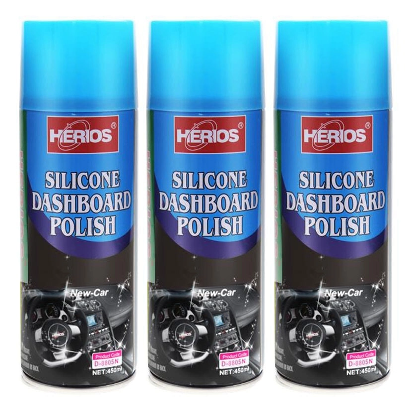 3PK Herios 450ml Silicone Dashboard Polish Wax Car Seat/Door Panel New Car Scent