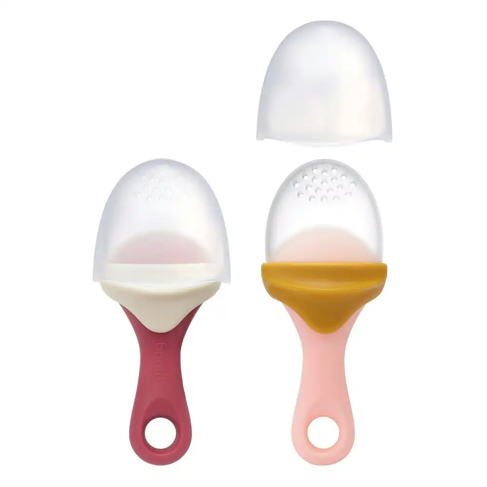 2pc Boon Pulp 12cm Silicone Baby/Infant Food Feeder/Feeding Spoon Orange/PNK 6m+