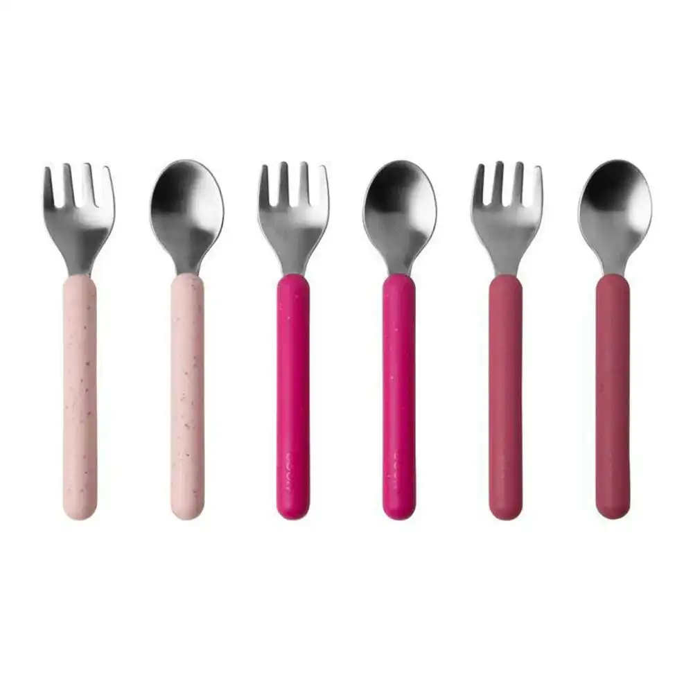 6pc Boon Chow Baby/Toddler Stainless Steel Utensils Pink/Magenta 18M+