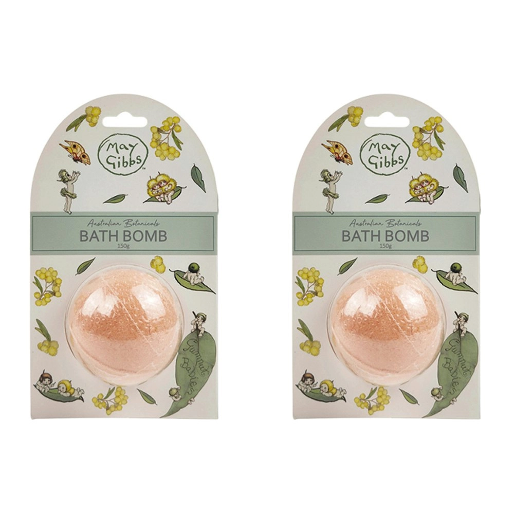 2x Urban Australian Botanicals May Gibbs 150g Bath Bomb Shower Care Green/Yellow