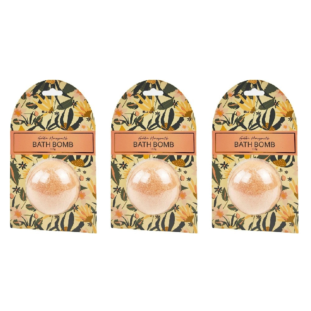 3x Urban Golden Honeysuckle 150g Cassia Floral Bath Bomb Round Shower Fizz YLLW