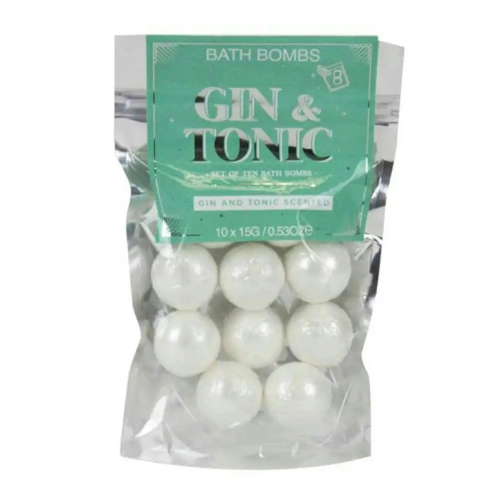 10pc Gift Republic Mini 15g Bath Bombs Scented Round Fizzies Gin & Tonic Silver