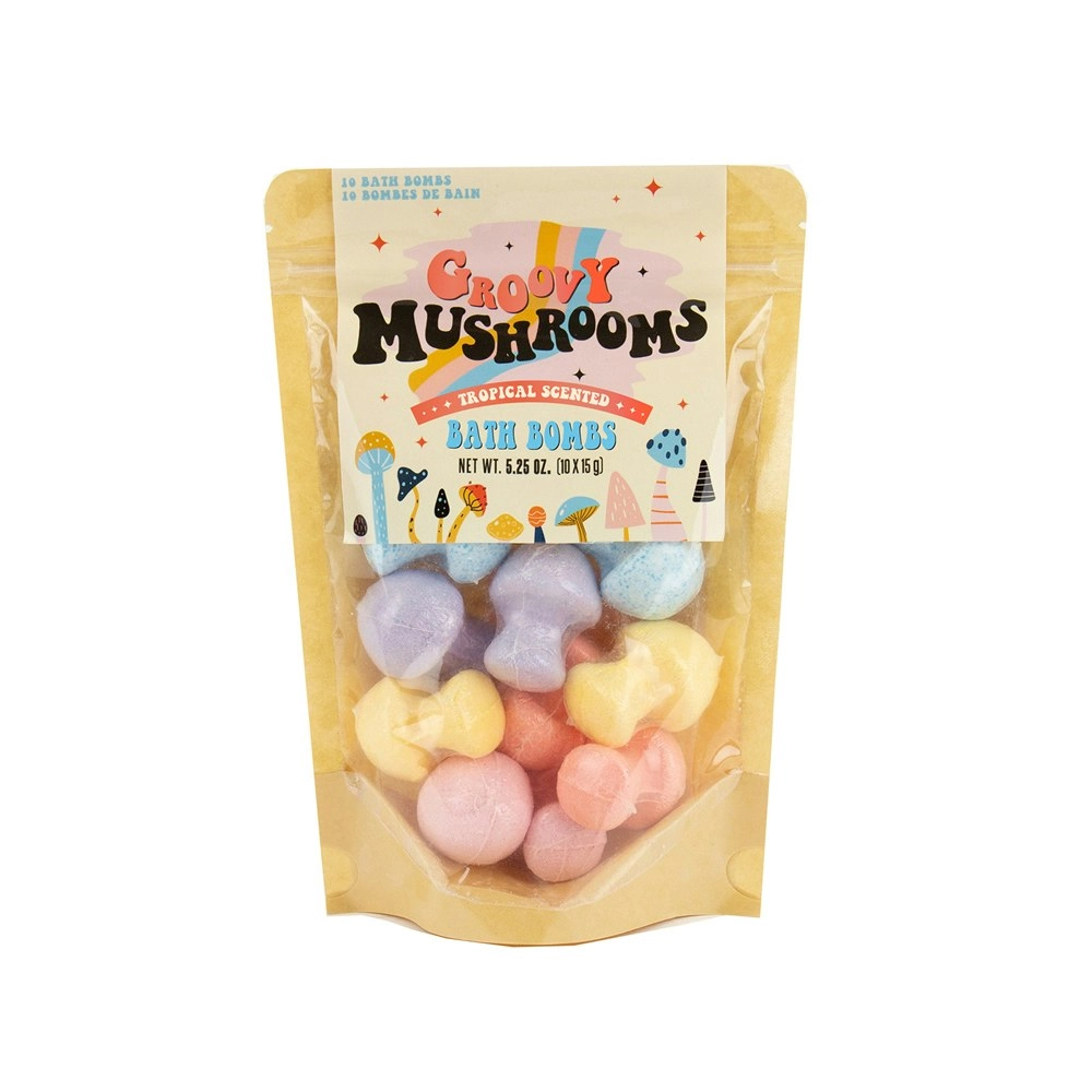 10pc Gift Republic 15g Groovy Mushrooms Bath Bombs Scented Fizzies Tropical