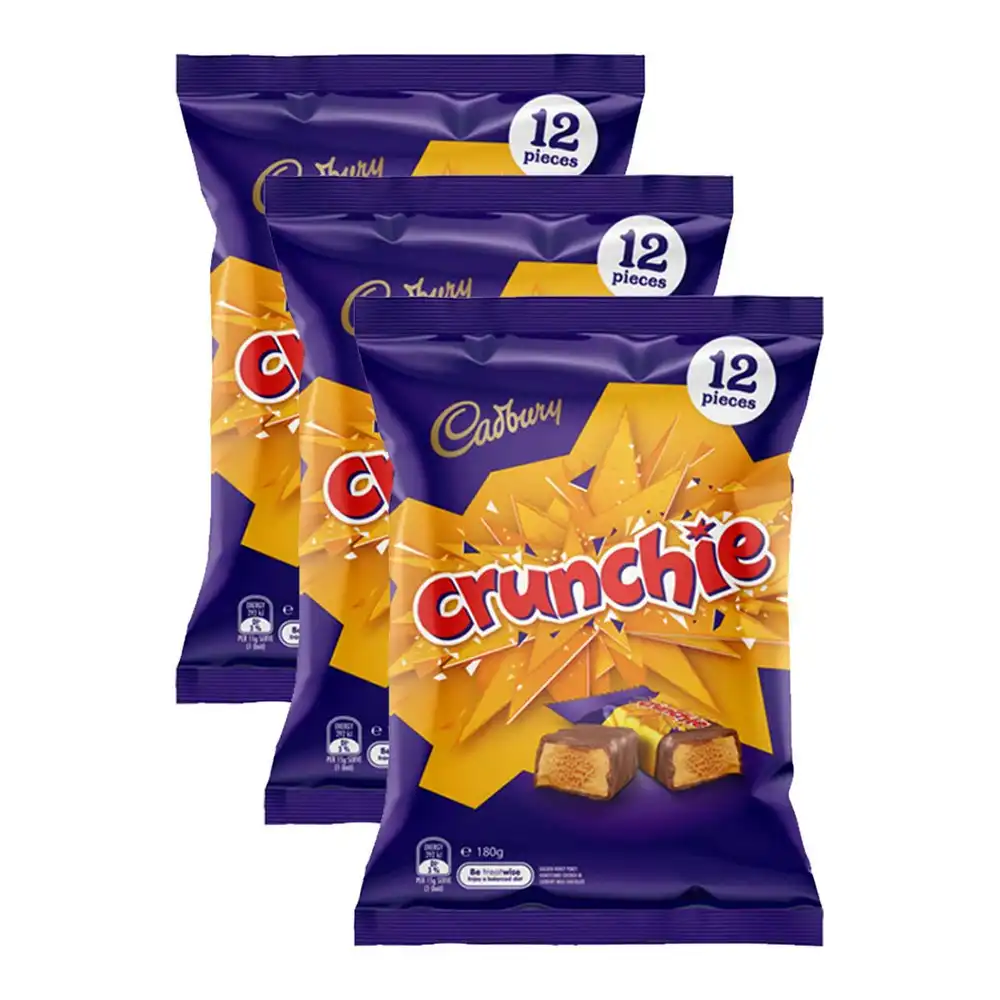 36pc Cadbury 180g Crunchie Chocolate Sharepack Choco Bar Sweet Treats Snacks