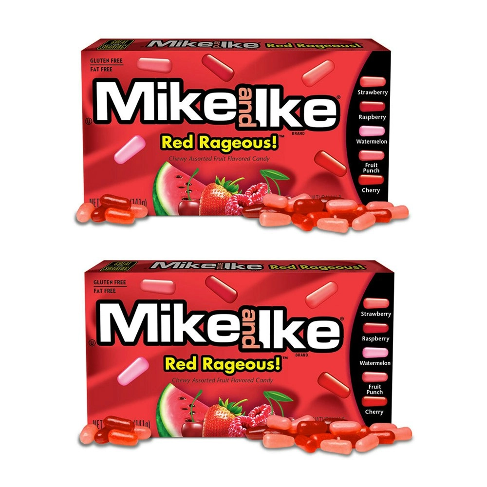 2x Mike & Ike 141g Red Rageous Assorted Fruits Chewy Confectionery Candy/Sweet