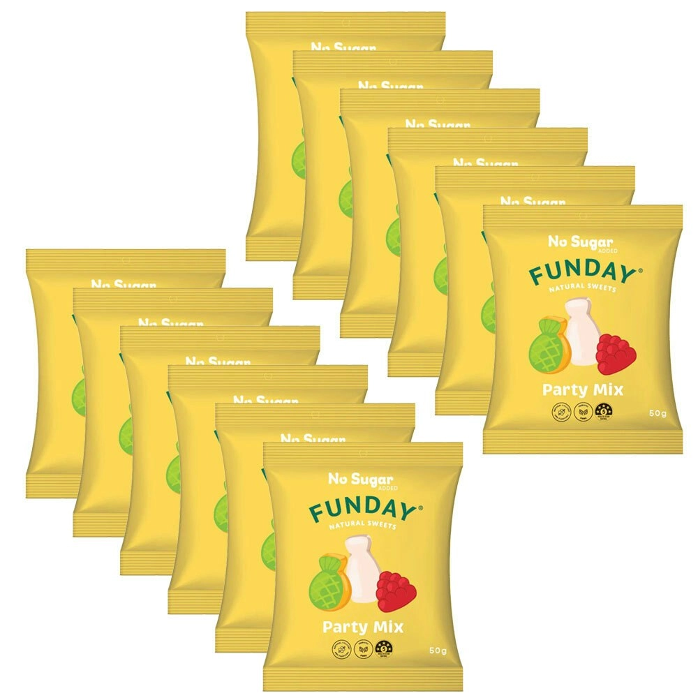 12pc Funday 50g Natural Sweets Party Lolly/Candy/Sweets Mix No Sugar Added