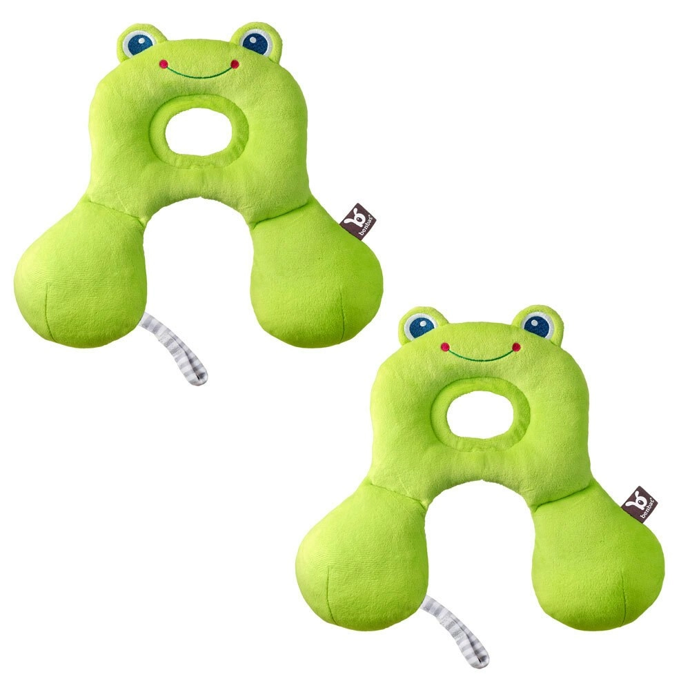 2PK Benbat Total Support Car Seat Headrest Head/Neck Travel Baby Pillow Frog GRN