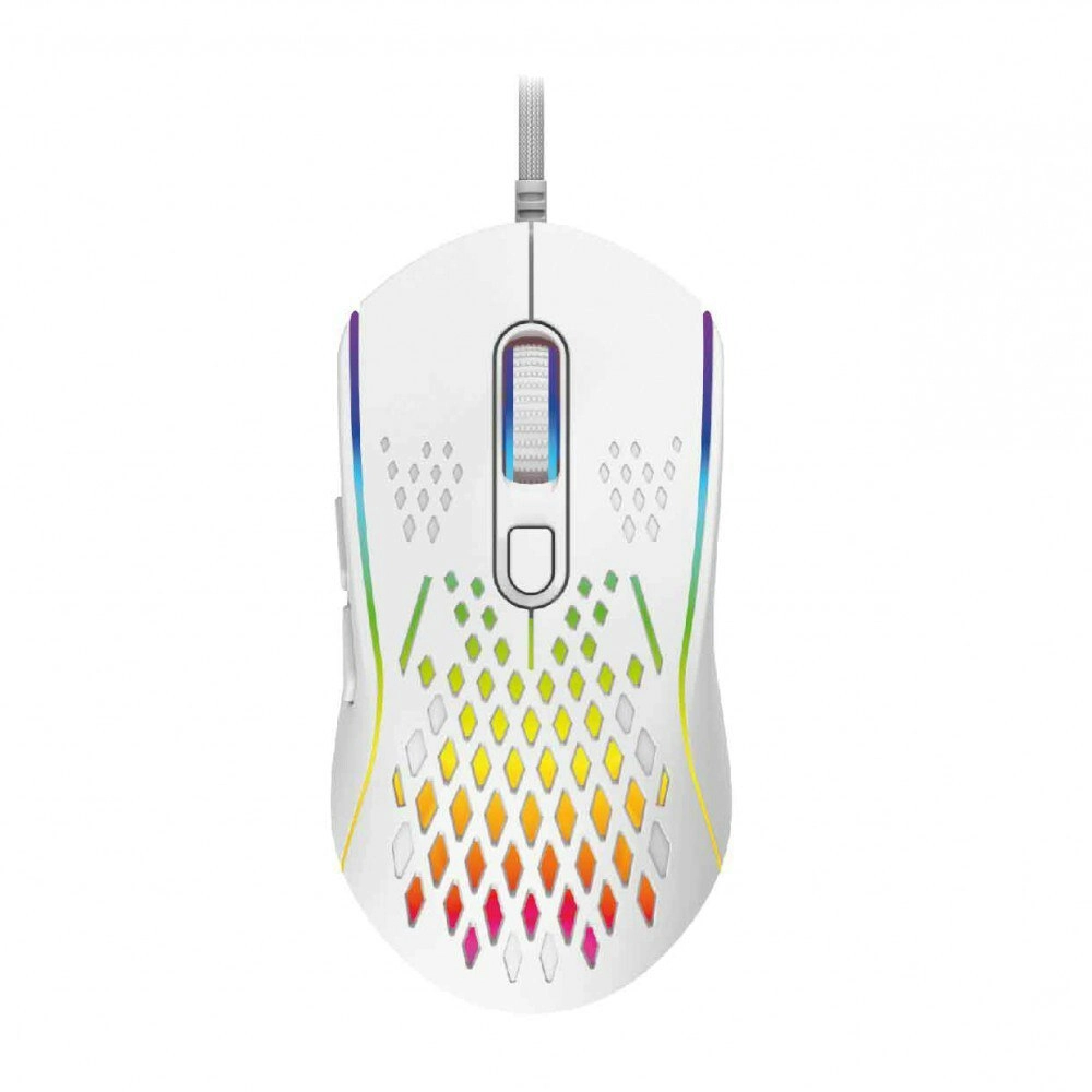 Laser Wired Gaming RGB LED Mouse 12800 DPI Optical For PC/Laptop Computer White