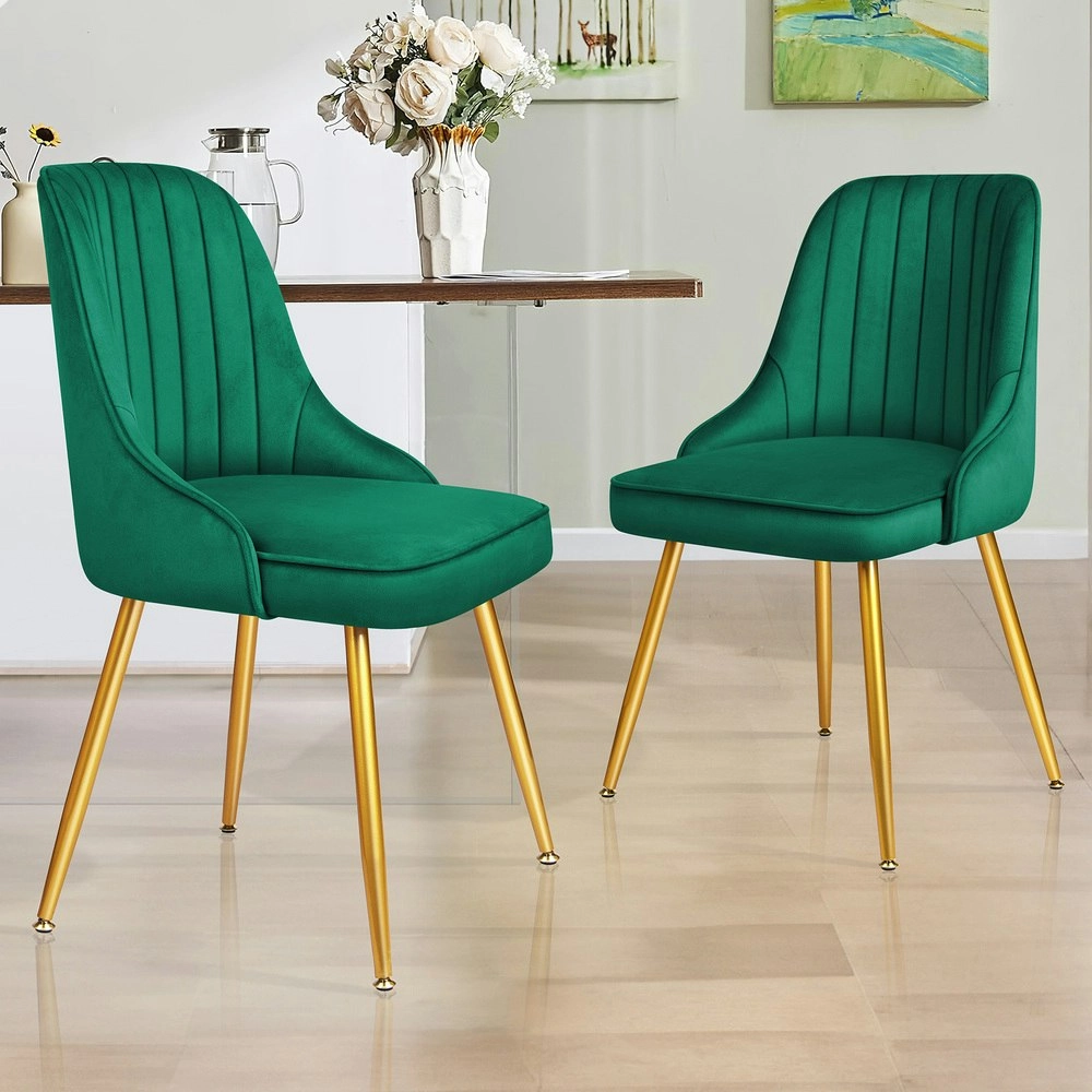 Alfordson 2x Dining Chairs Velvet Green