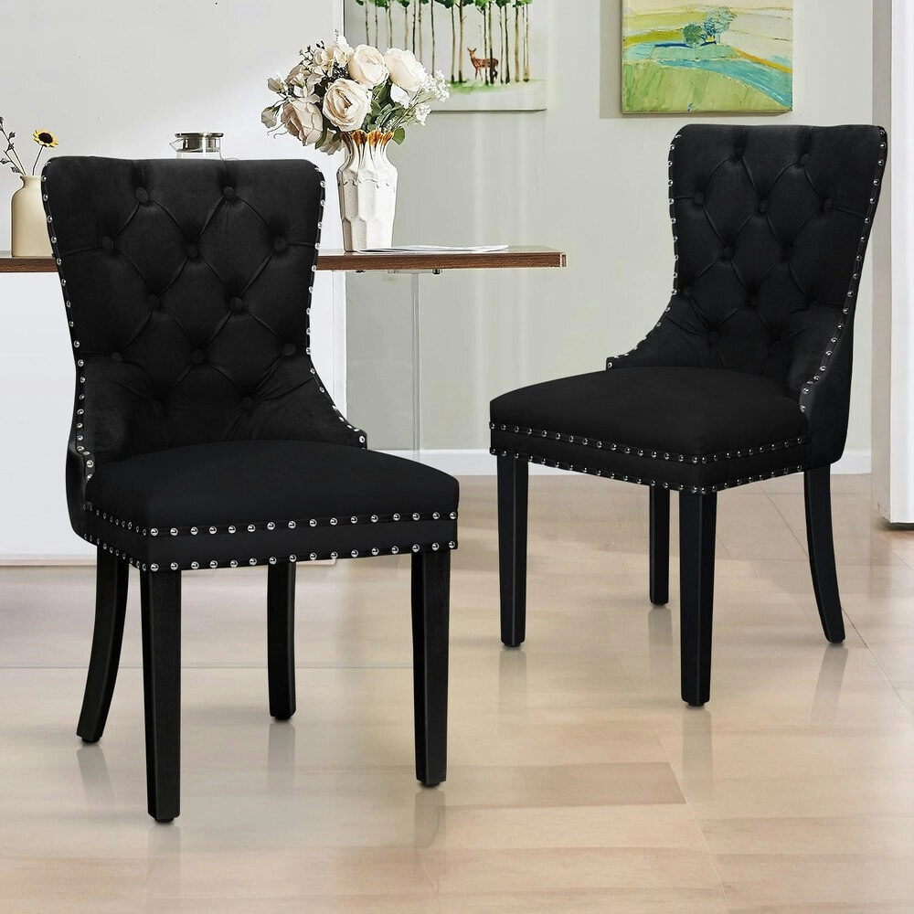 Alfordson 2x Dining Chairs Kitchen Lounge Velvet Black