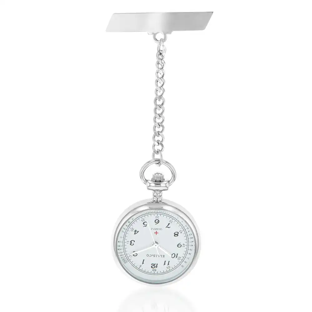 Ellis & Co Nurses Fob Watch Silver Tone