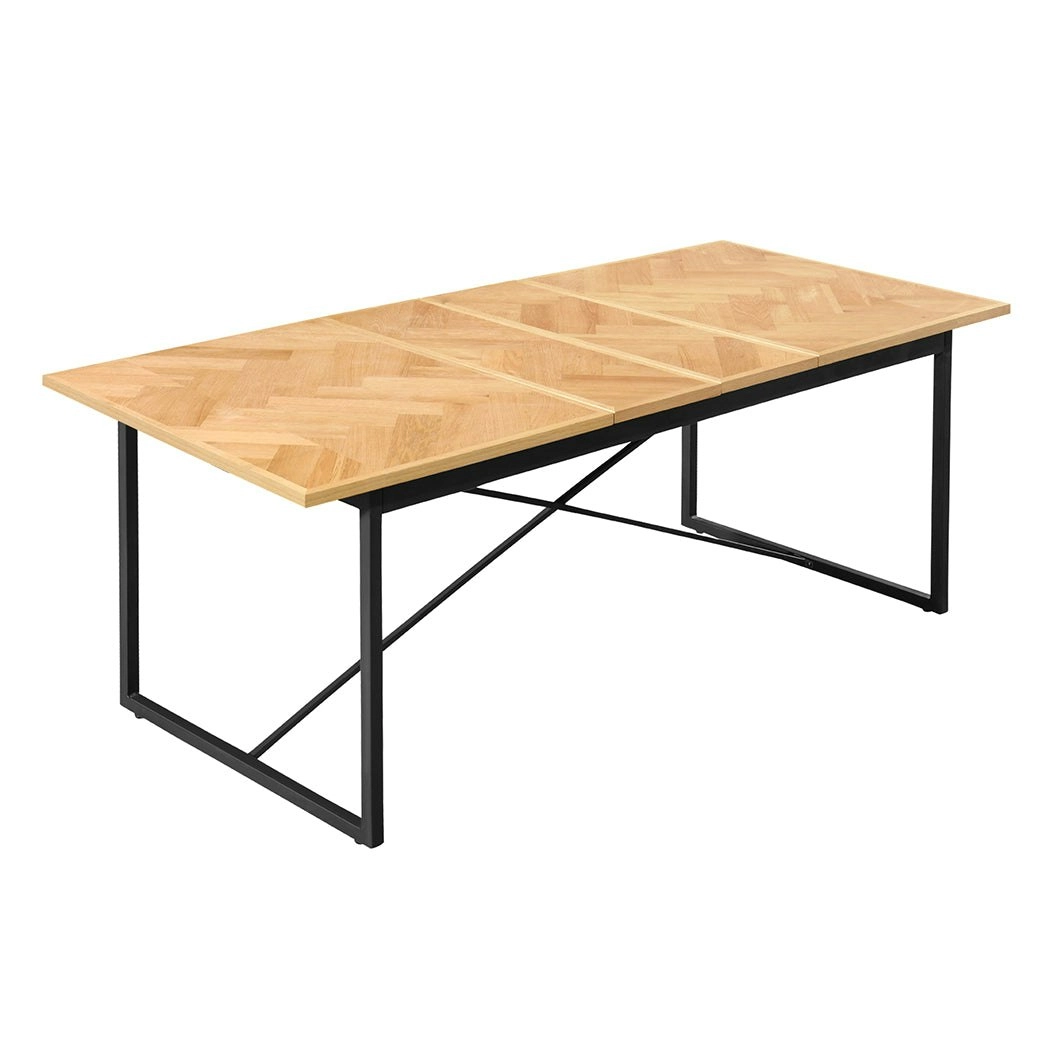 Levede Dining Table Extendable Rectangle Wooden Home Kitchen Seater Steel Frame