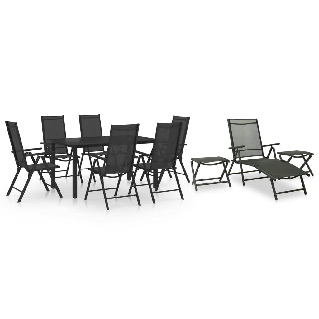 10 Piece Garden Dining Set Black and Anthracite 3070645