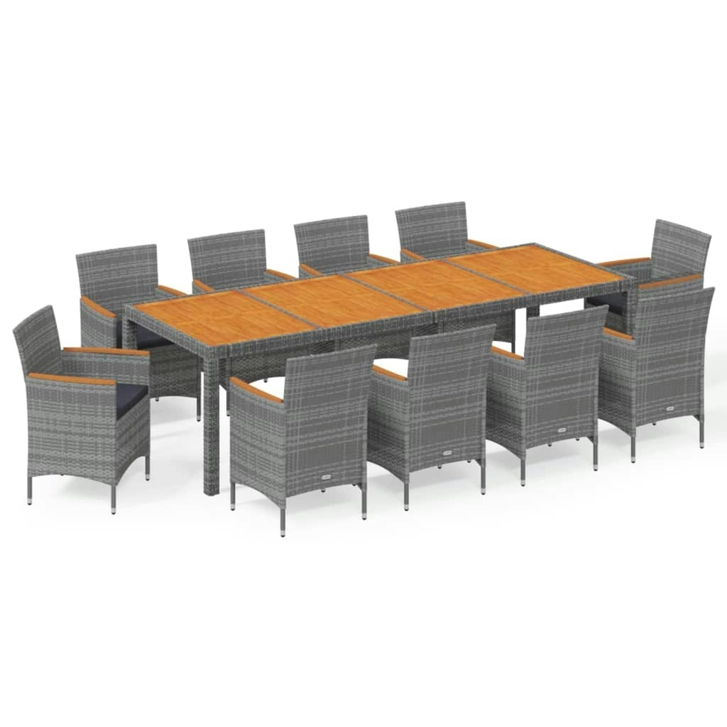 11 Piece Garden Dining Set Grey Poly Rattan 316147