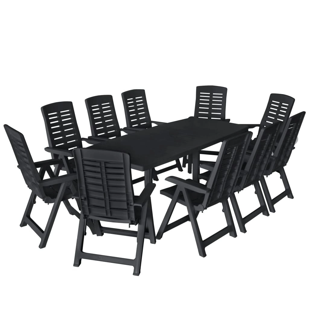 11 Piece Outdoor Dining Set Plastic Anthracite 276182