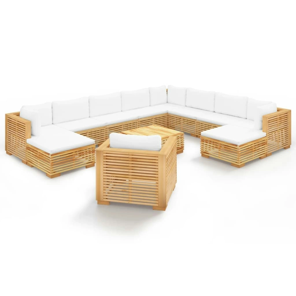 12 Piece Garden Lounge Set with Cushions Solid Teak Wood 3100885