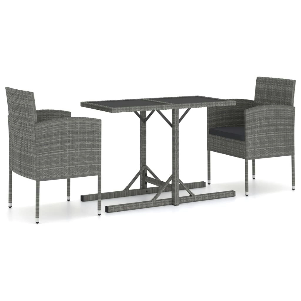 3 Piece Garden Dining Set Poly Rattan Anthracite 3071727