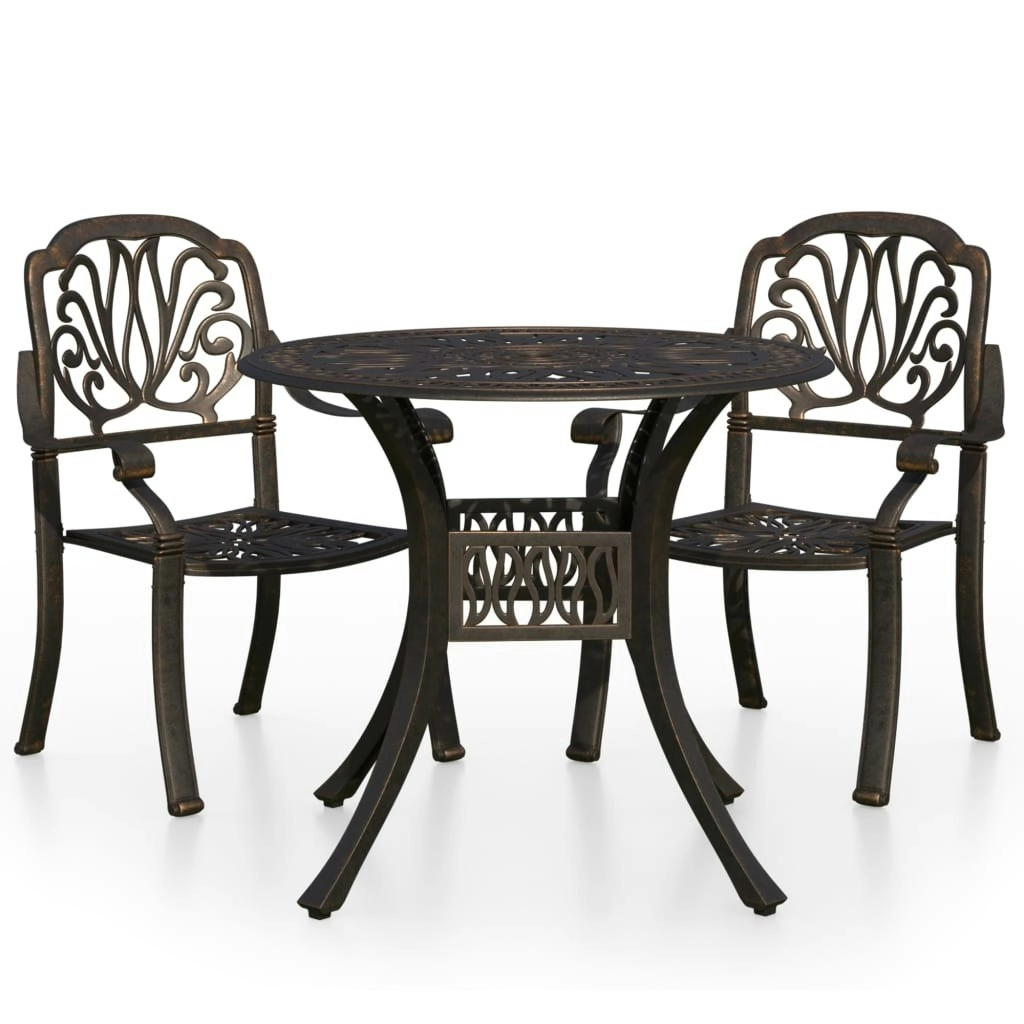 3 Piece Bistro Set Cast Aluminium Bronze 3070574