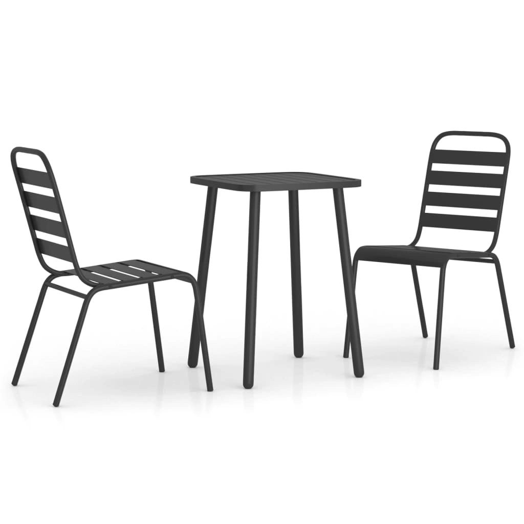 3 Piece Garden Dining Set Anthracite Steel 3187985